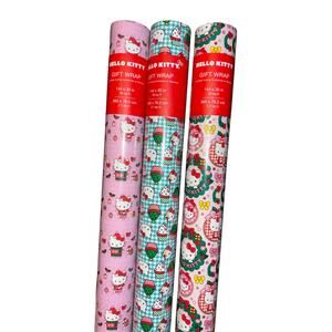 nwt hello kitty wrapping paper bundle of 3 rolls